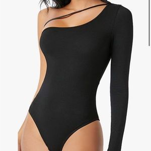 Black One Shoulder Bodysuit